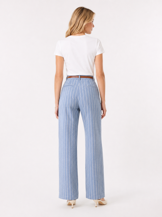 Light blue striped denim pants