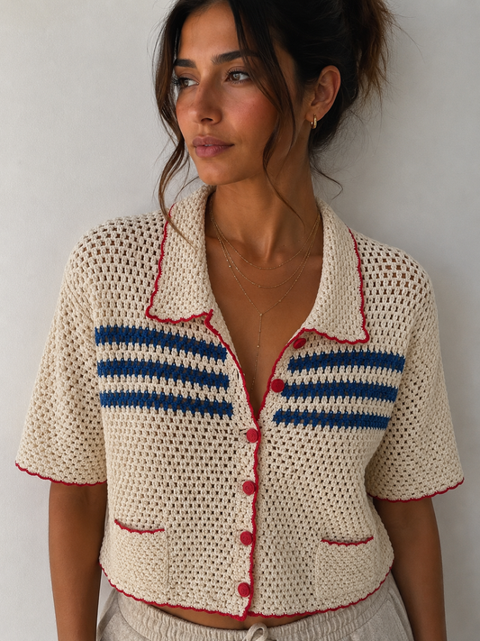 Ribbed striped knit top