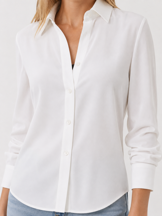 White oversized satin shirt
