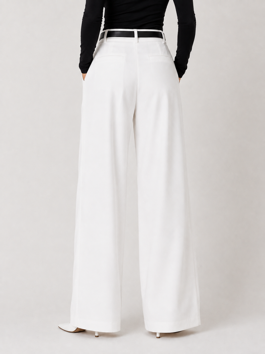 White wide tailored trousers