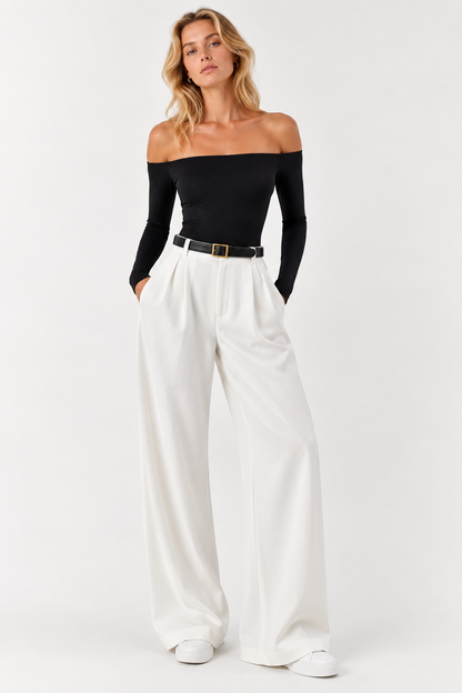 Black off-the-shoulder top
