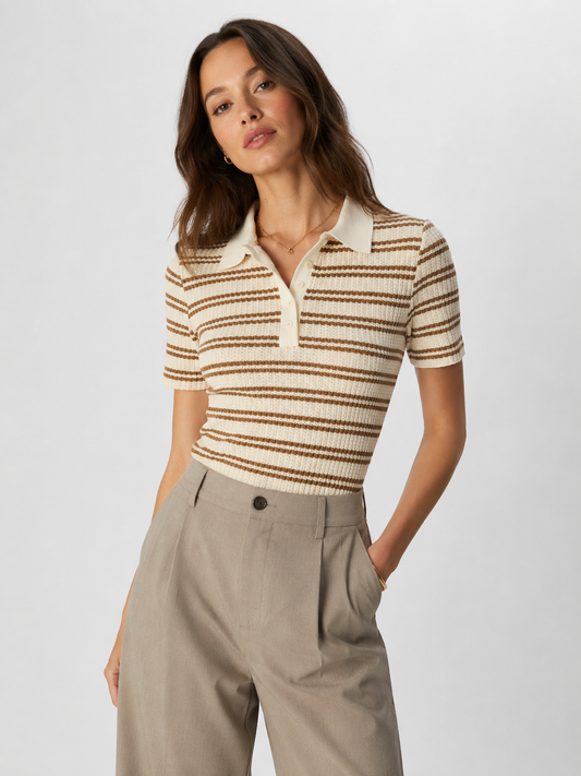 Knitted striped polo shirt