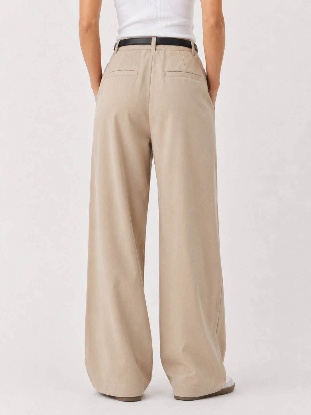 Beige wide-leg trousers