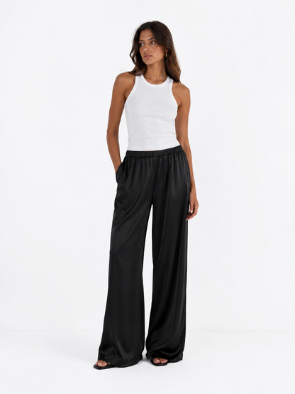 The Celine Satin Wide-Leg Trouser