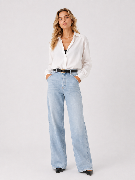 White oversized satin shirt