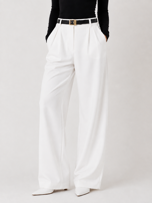 White wide tailored trousers